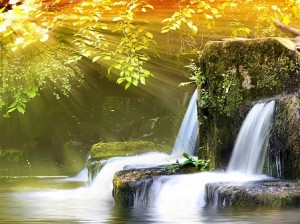 Amazing Waterfall, Beautiful Sunshine - Spring Wallpaper