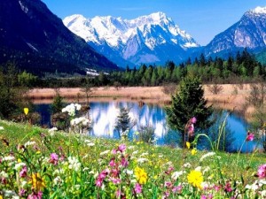 Exotic Location with lake view - Spring Wallpaper