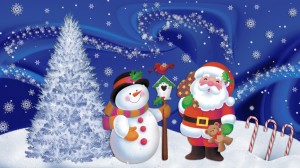 Santa and Ice man - Christmas Wallpapers