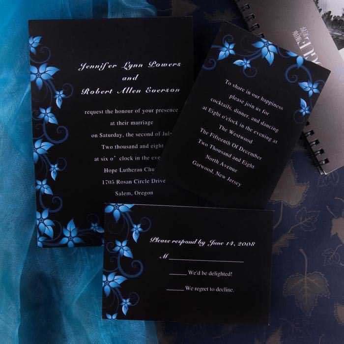 Blue and Black wedding invitation