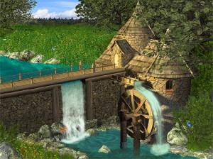 Water Wheels at countryside - Desktop Wallpaper