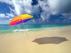 Rainbow Sea with Umbrella - Beach Wallpapers
