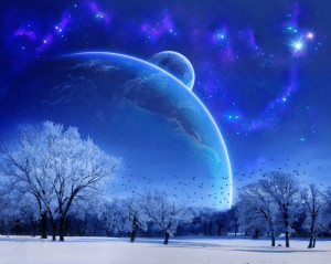 Descent Moon Blue - Blue Backgrounds