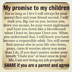 My promise to my children parents days